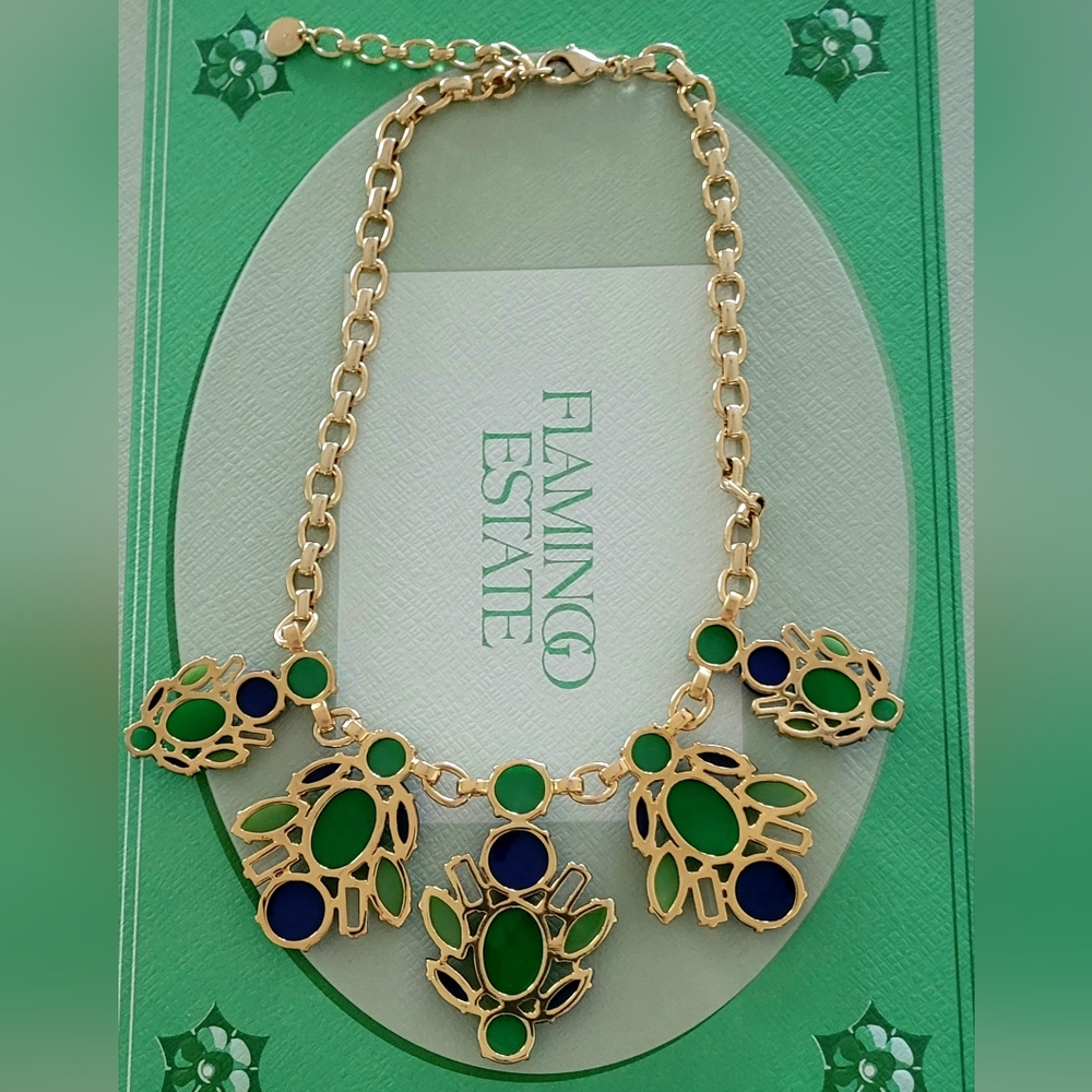 Stella & Dot Gold Necklace with Green and Blue Accents - Picture 3 of 3